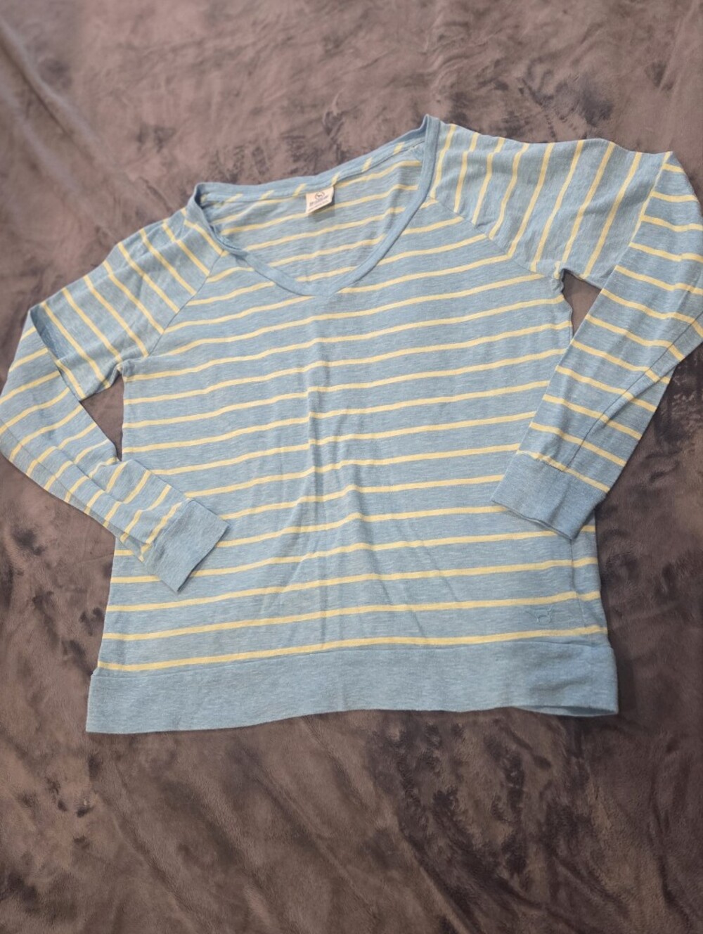 PINK Long Sleeve Striped Tee in Blue & Yellow
